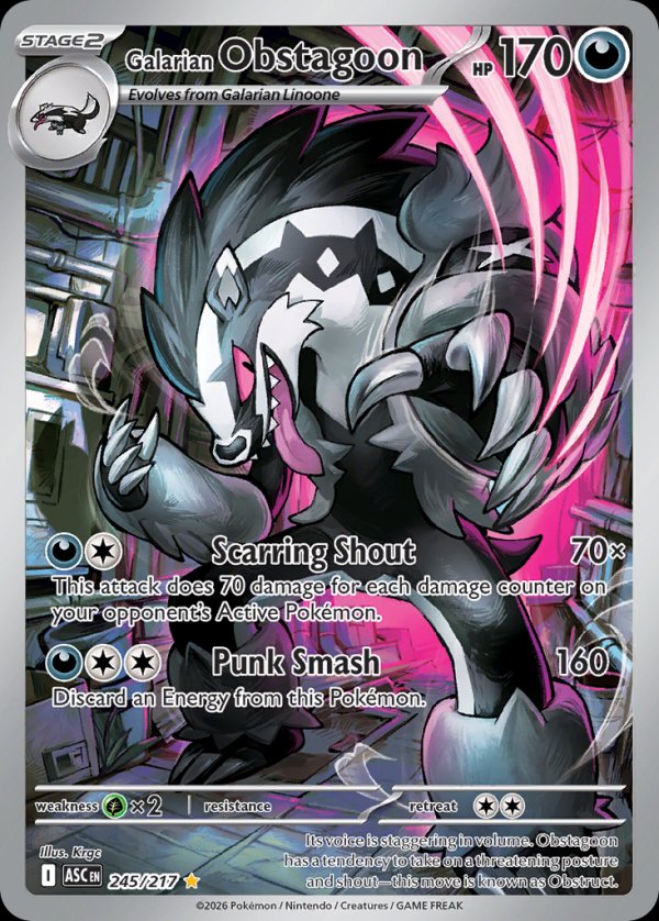 Galarian Obstagoon ASC 245 Illustration Rare